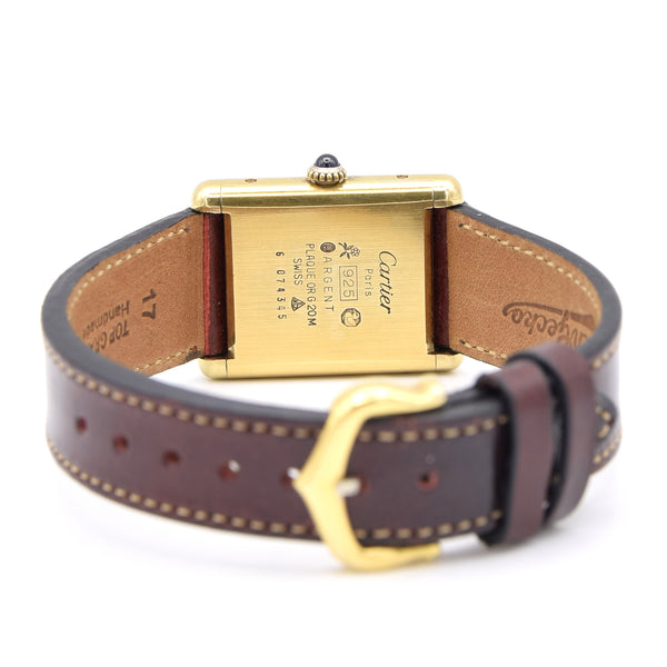 1970s Classic Rare Cartier Mechanical Tank Must De with 'Lemon' Roman Numeral Dial + Buckle