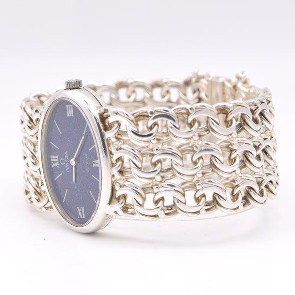 1973 Omega Rare & unusual De Ville “Jeux D’Argent” lapis 8349 silver Bracelet Watch Andrew Grima inspired