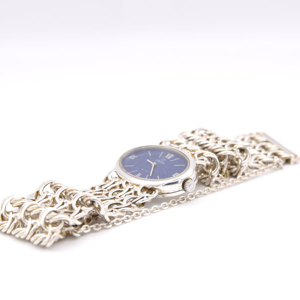 1973 Omega Rare & unusual De Ville “Jeux D’Argent” lapis 8349 silver Bracelet Watch Andrew Grima inspired