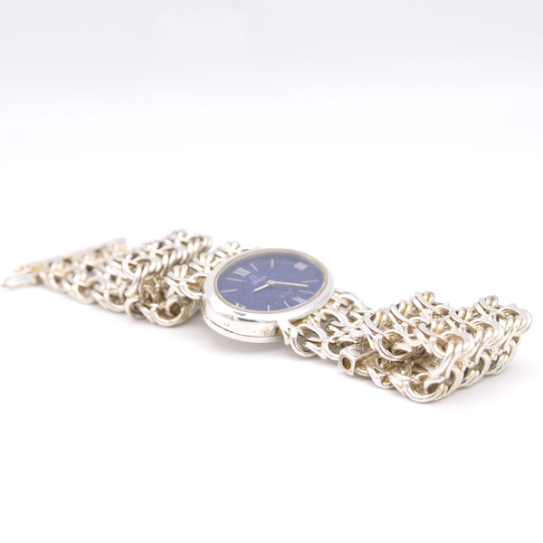 1973 Omega Rare & unusual De Ville “Jeux D’Argent” lapis 8349 silver Bracelet Watch Andrew Grima inspired