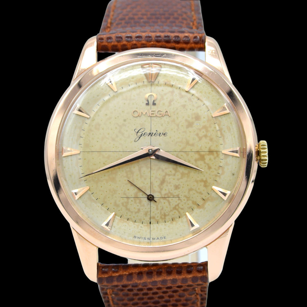 1954 Omega Geneve 36mm in Solid 18k pink Gold with Original Two-Tone Cross Hair Dial