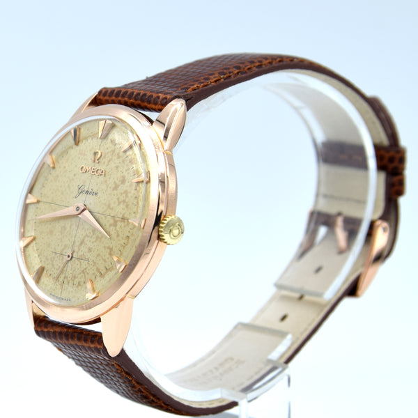 1954 Omega Geneve 36mm in Solid 18k pink Gold with Original Two-Tone Cross Hair Dial