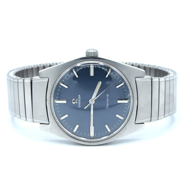 1970 Omega Geneve Model 135.041 Manual Wind with Rare Fixo-Flex Bracelet & electric blue dial