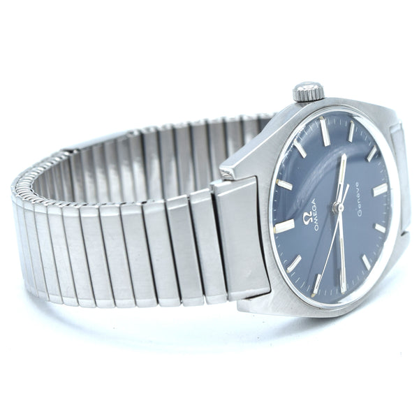 1970 Omega Geneve Model 135.041 Manual Wind with Rare Fixo-Flex Bracelet & electric blue dial