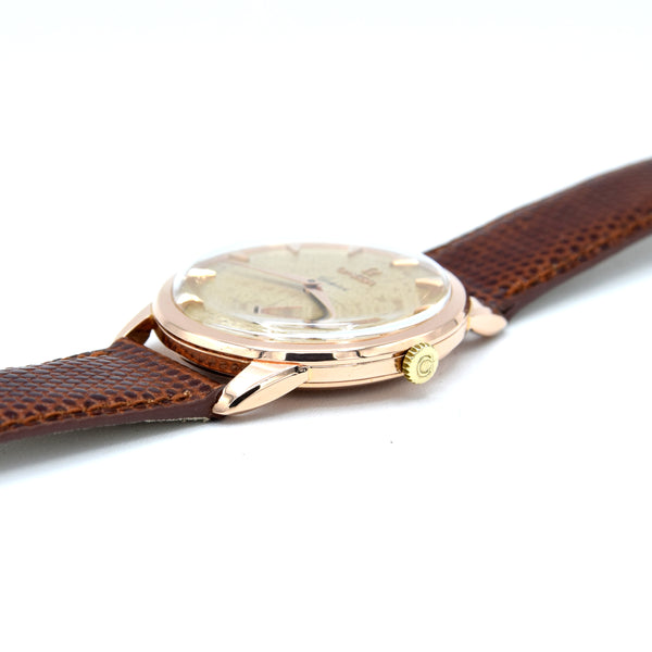 1954 Omega Geneve 36mm in Solid 18k pink Gold with Original Two-Tone Cross Hair Dial