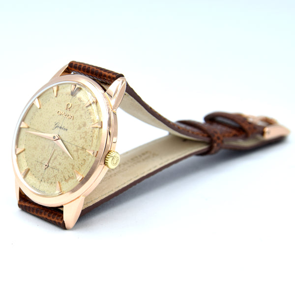 1954 Omega Geneve 36mm in Solid 18k pink Gold with Original Two-Tone Cross Hair Dial