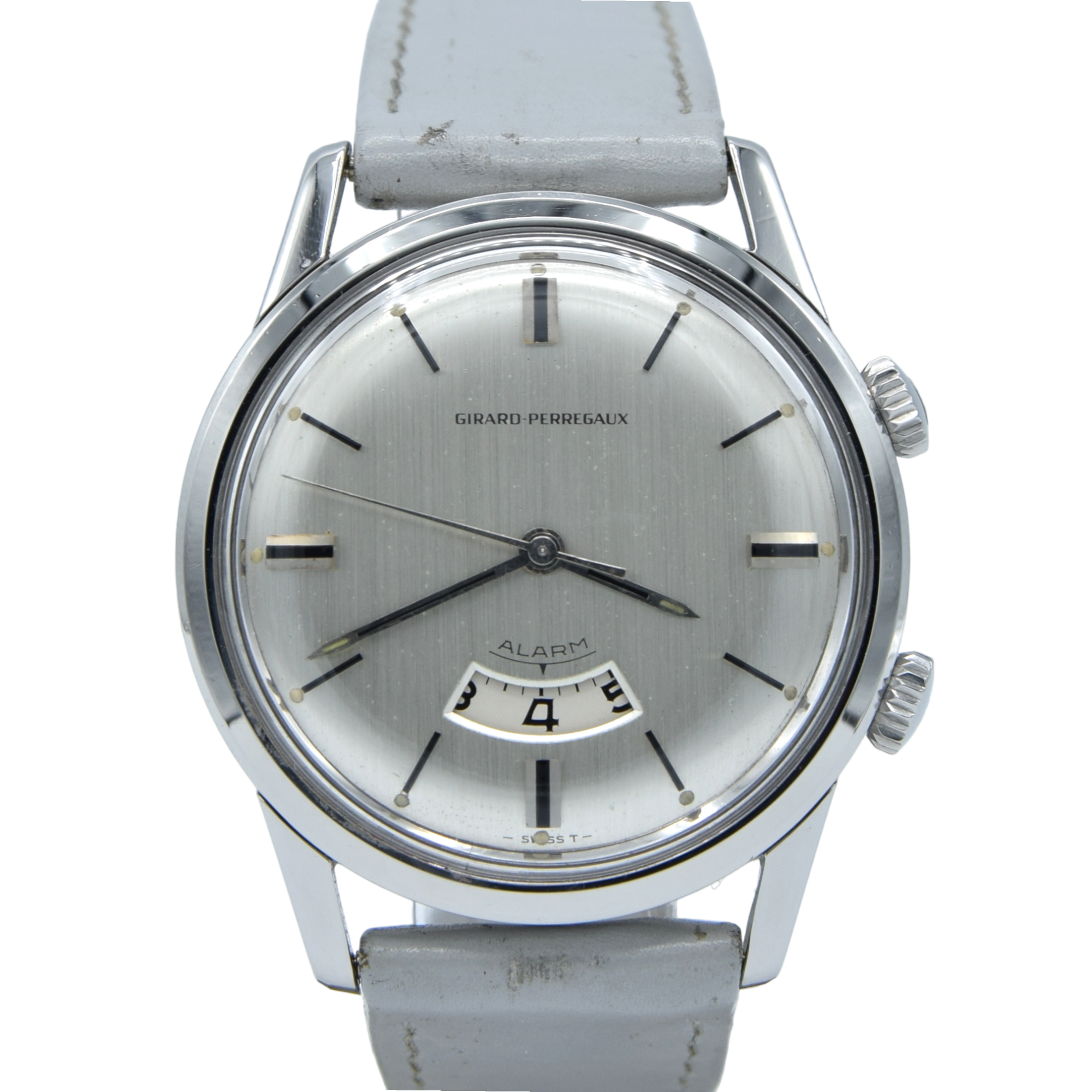 Girard-Perregaux rare swiss Alarm classic wristwatch in Stainless Steel Circa 1960s 35mm
