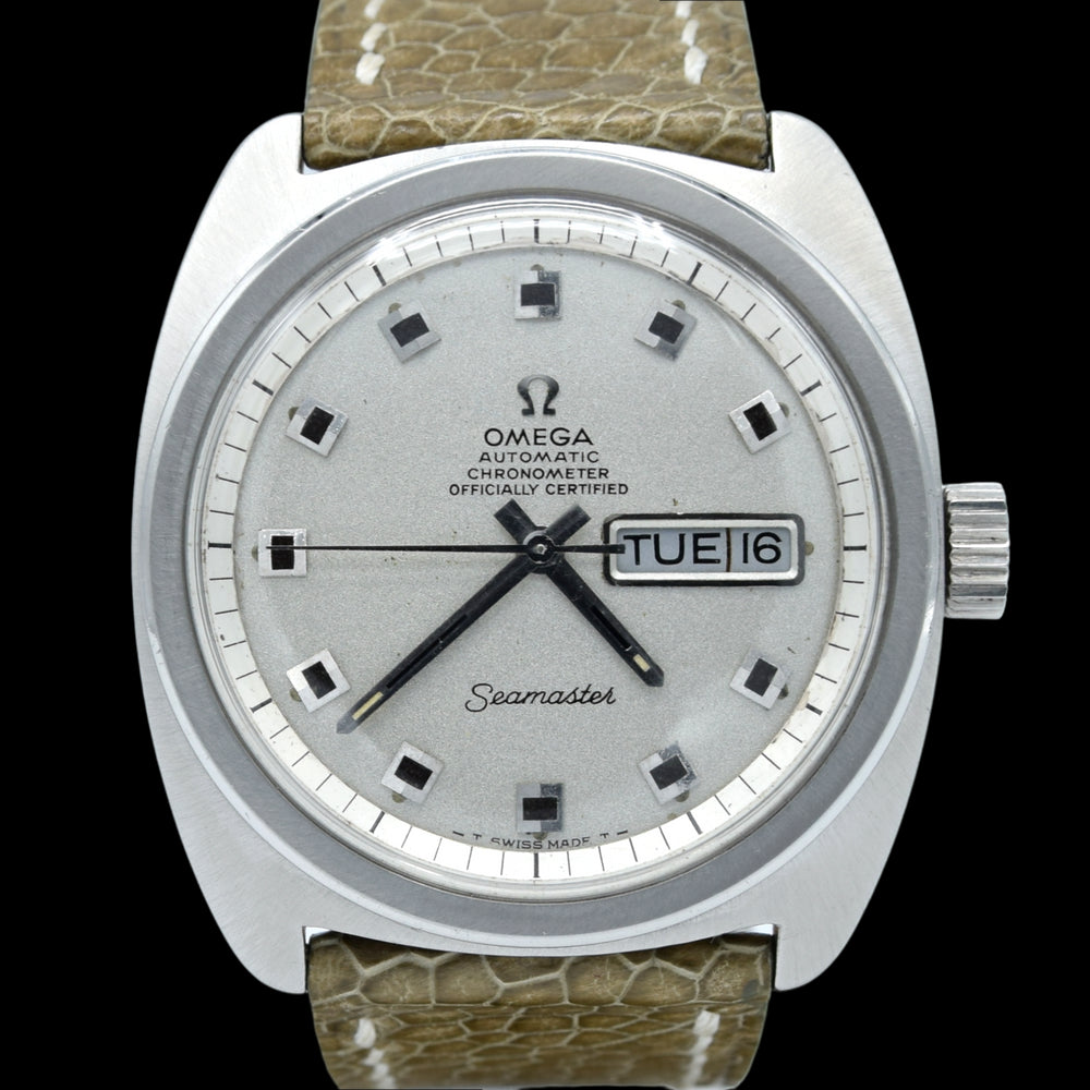 1969 Large Omega Seamaster Automatic Rare Chronometer Day/Date Model 168.034 with Glitter Dial in Stainless Steel