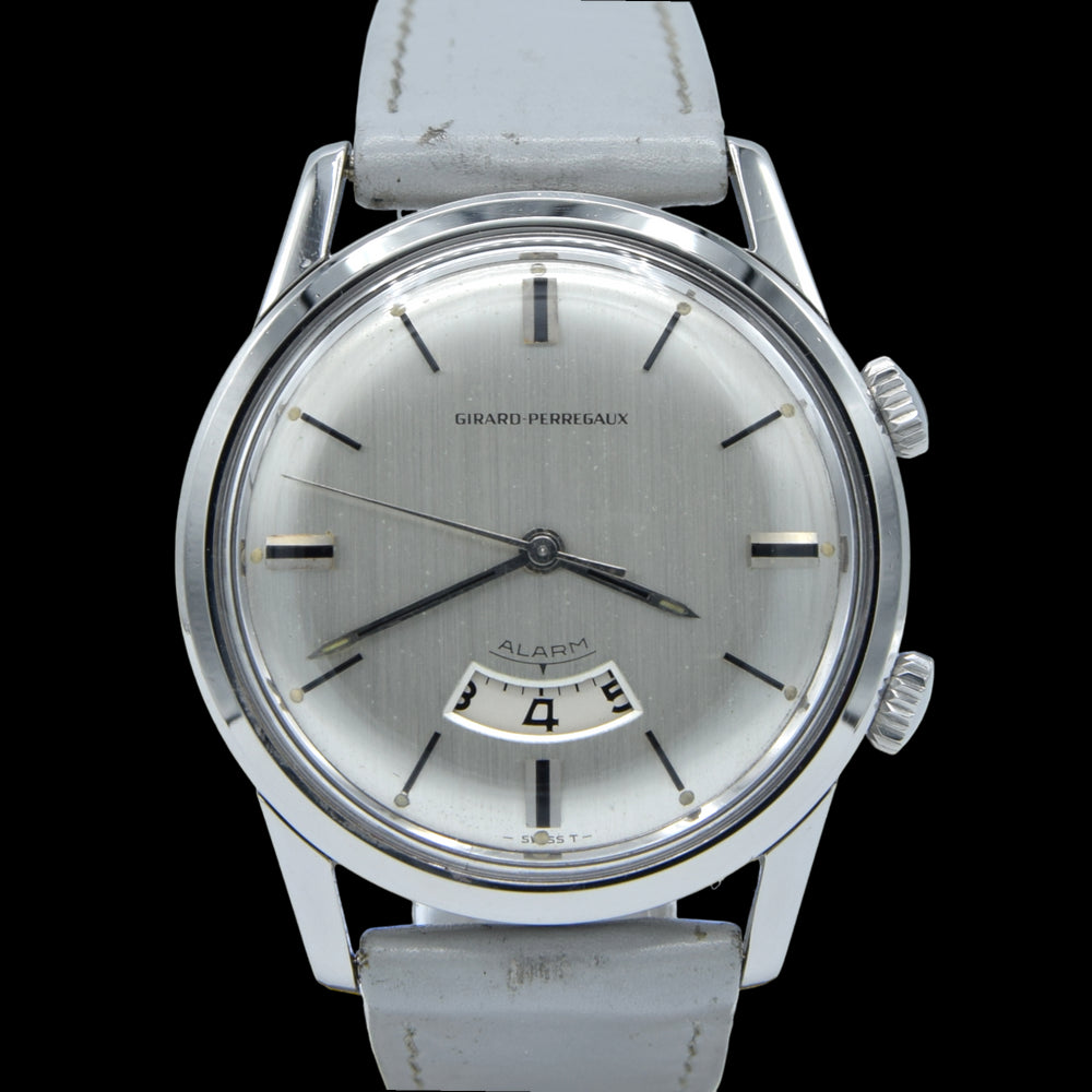 (RESERVED) Girard-Perregaux rare swiss Alarm classic wristwatch in Stainless Steel Circa 1960s 35mm