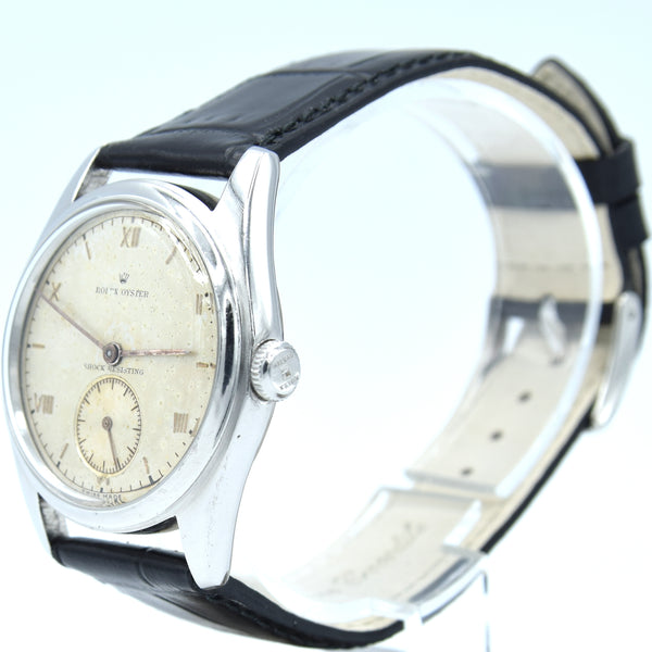 1944 Rolex Oyster Model 4377/4461 in 34mm Stainless Steel Oyster Case with Rare Roman Numerals and Sub Seconds Dial