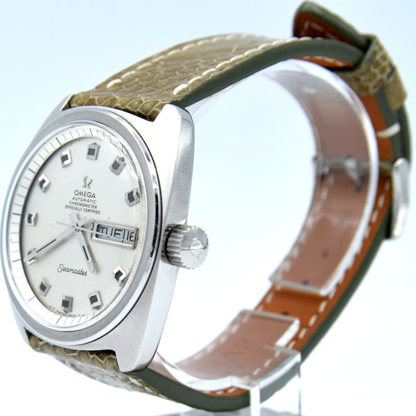 1969 Large Omega Seamaster Automatic Rare Chronometer Day/Date Model 168.034 with Glitter Dial in Stainless Steel