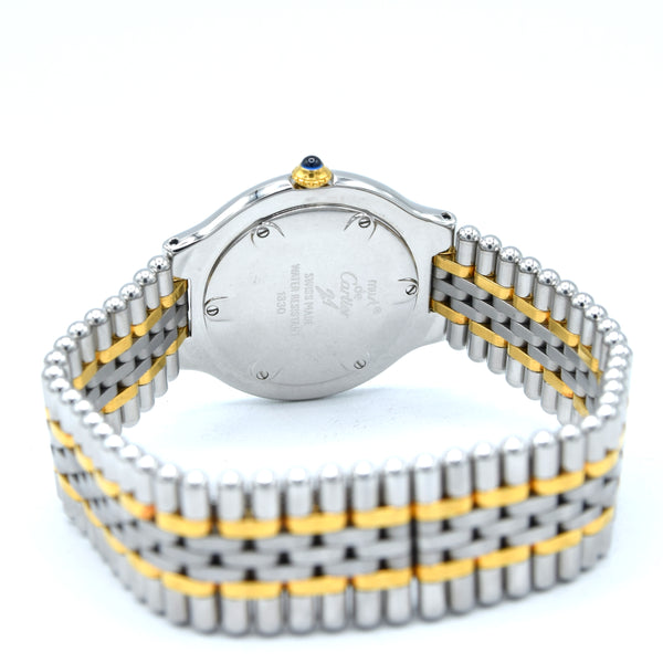 1998 Must De Cartier 21 Unisex Swiss Quartz Wristwatch Gold and Steel on Bracelet Model 1330