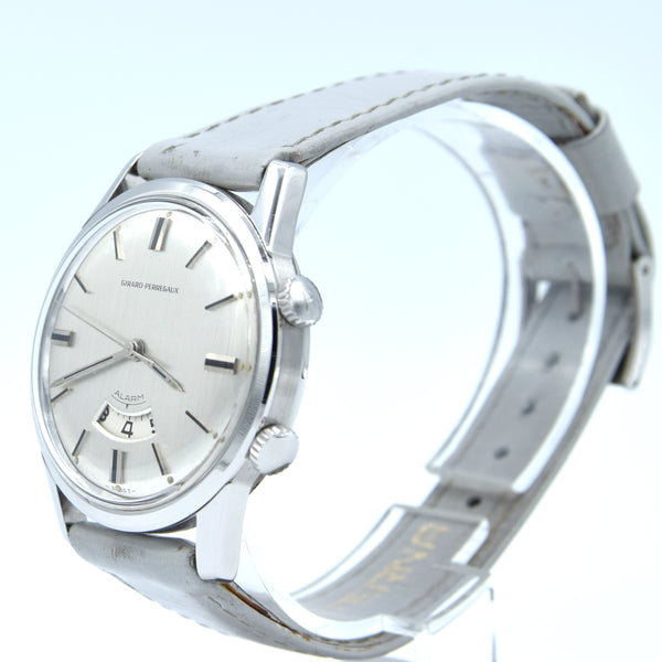 (RESERVED) Girard-Perregaux rare swiss Alarm classic wristwatch in Stainless Steel Circa 1960s 35mm