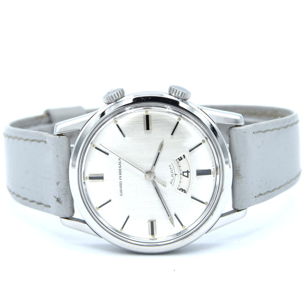 (RESERVED) Girard-Perregaux rare swiss Alarm classic wristwatch in Stainless Steel Circa 1960s 35mm