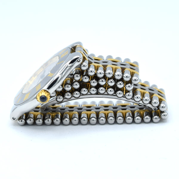 1998 Must De Cartier 21 Unisex Swiss Quartz Wristwatch Gold and Steel on Bracelet Model 1330