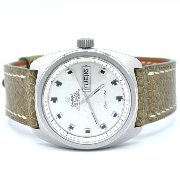 1969 Large Omega Seamaster Automatic Rare Chronometer Day/Date Model 168.034 with Glitter Dial in Stainless Steel