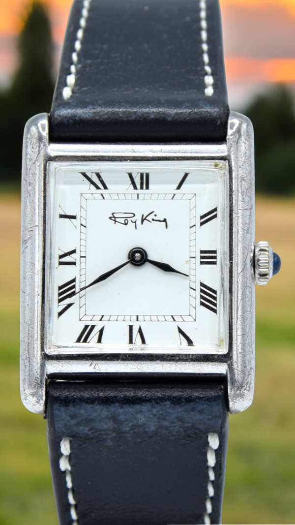 1977 Designer RoyKing Tank watch 925 Sterling silver Queens jubilee mark Manual Winding