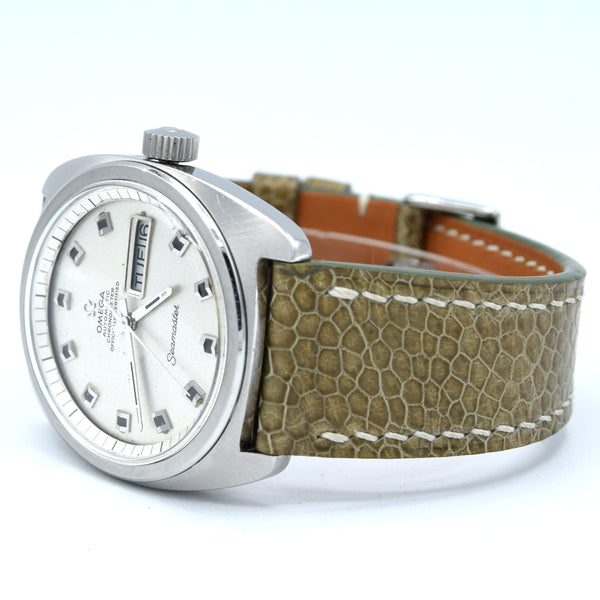 1969 Large Omega Seamaster Automatic Rare Chronometer Day/Date Model 168.034 with Glitter Dial in Stainless Steel