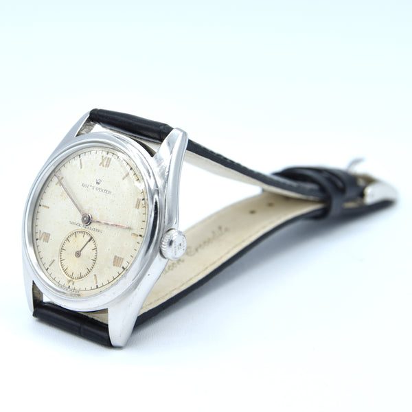 1944 Rolex Oyster Model 4377/4461 in 34mm Stainless Steel Oyster Case with Rare Roman Numerals and Sub Seconds Dial