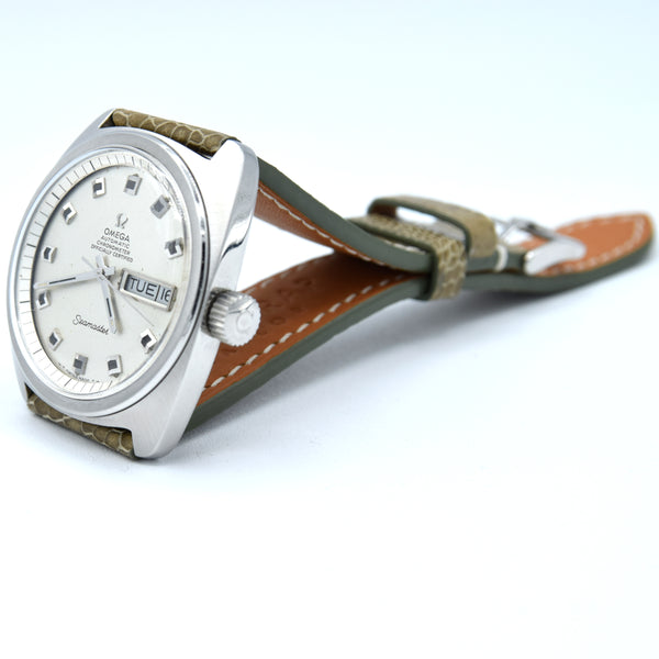 1969 Large Omega Seamaster Automatic Rare Chronometer Day/Date Model 168.034 with Glitter Dial in Stainless Steel