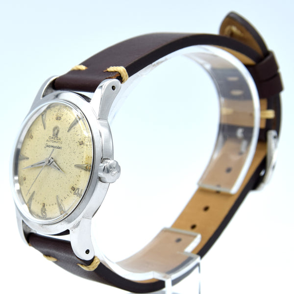 1950 Omega Seamaster Original Condition Automatic Bumper with Arabic Numerals and Arrow Markers in Stainless Steel Model 2577