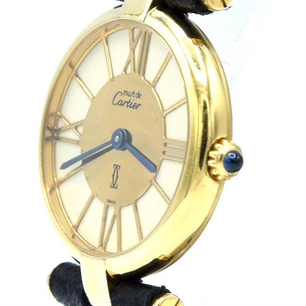 1988 Ladies Cartier 'Must de' Vendôme with Rare spider web Roman Dial - 925 Silver Gilt box & papers