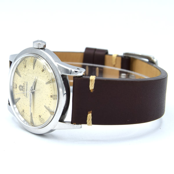 1950 Omega Seamaster Original Condition Automatic Bumper with Arabic Numerals and Arrow Markers in Stainless Steel Model 2577