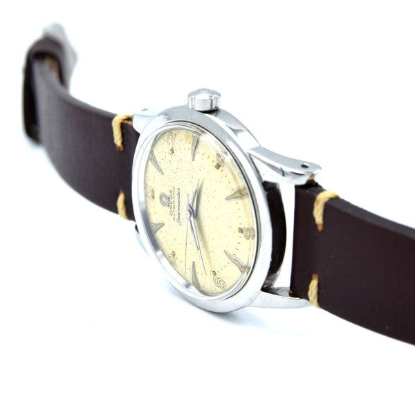 1950 Omega Seamaster Original Condition Automatic Bumper with Arabic Numerals and Arrow Markers in Stainless Steel Model 2577