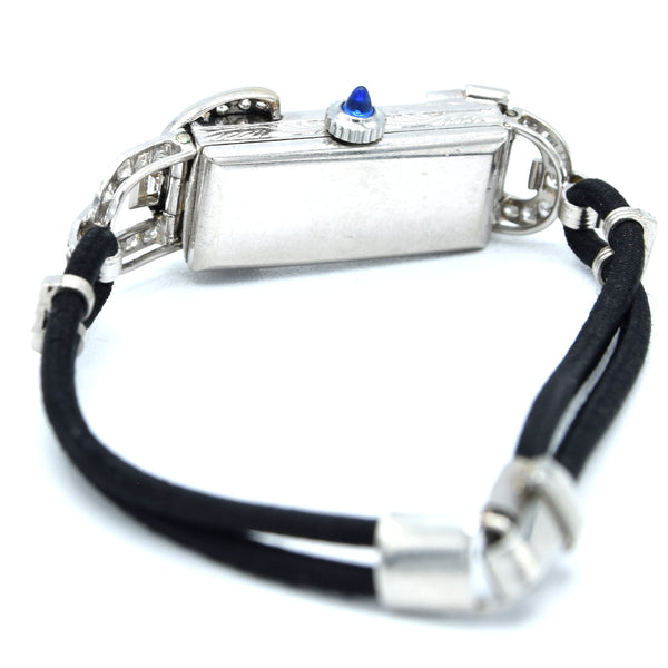 1930s Ladies art deco exquisite platinum and diamond cocktail watch Goldsmiths & Silversmiths Articulated Lugs