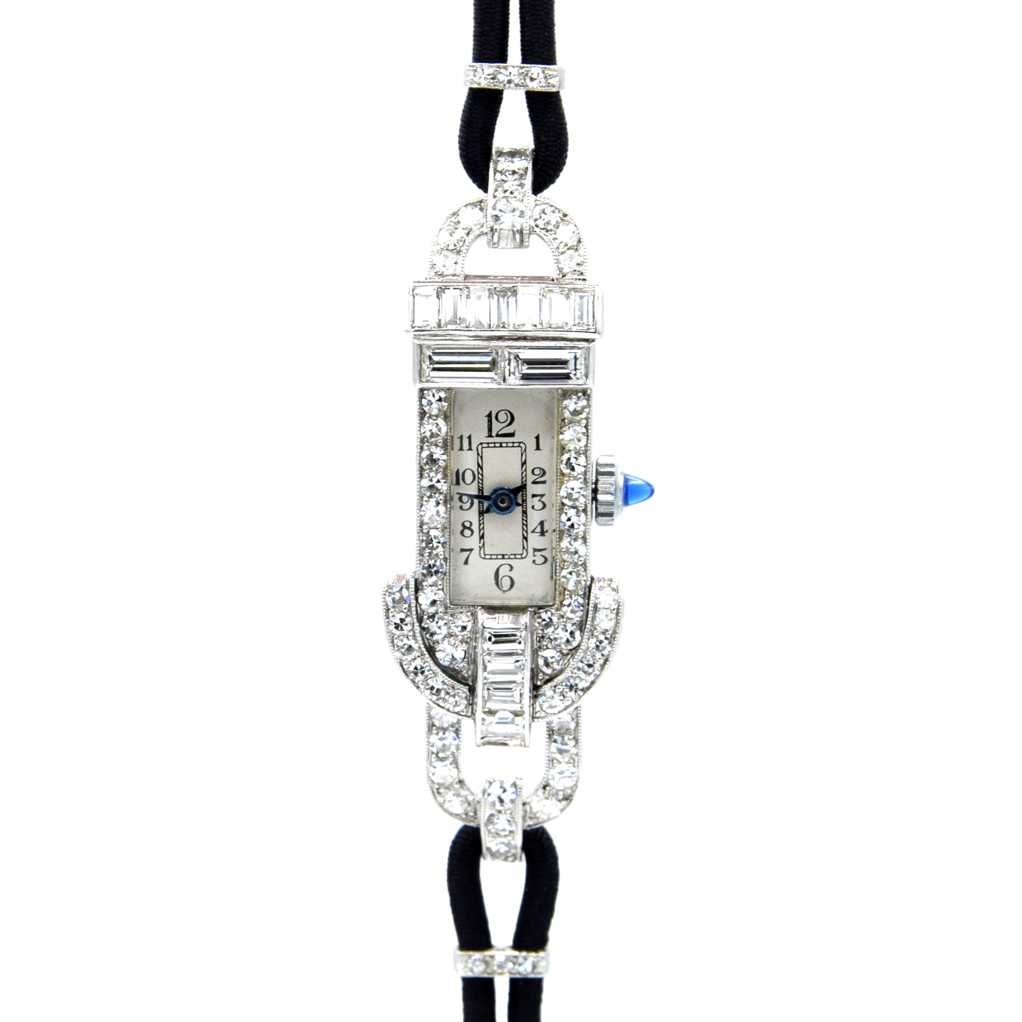 1930s Ladies art deco exquisite platinum and diamond cocktail watch Goldsmiths & Silversmiths Articulated Lugs
