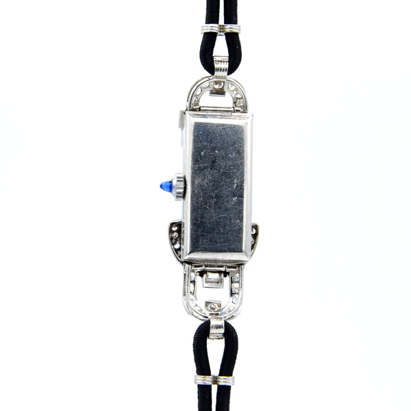 1930s Ladies art deco exquisite platinum and diamond cocktail watch Goldsmiths & Silversmiths Articulated Lugs