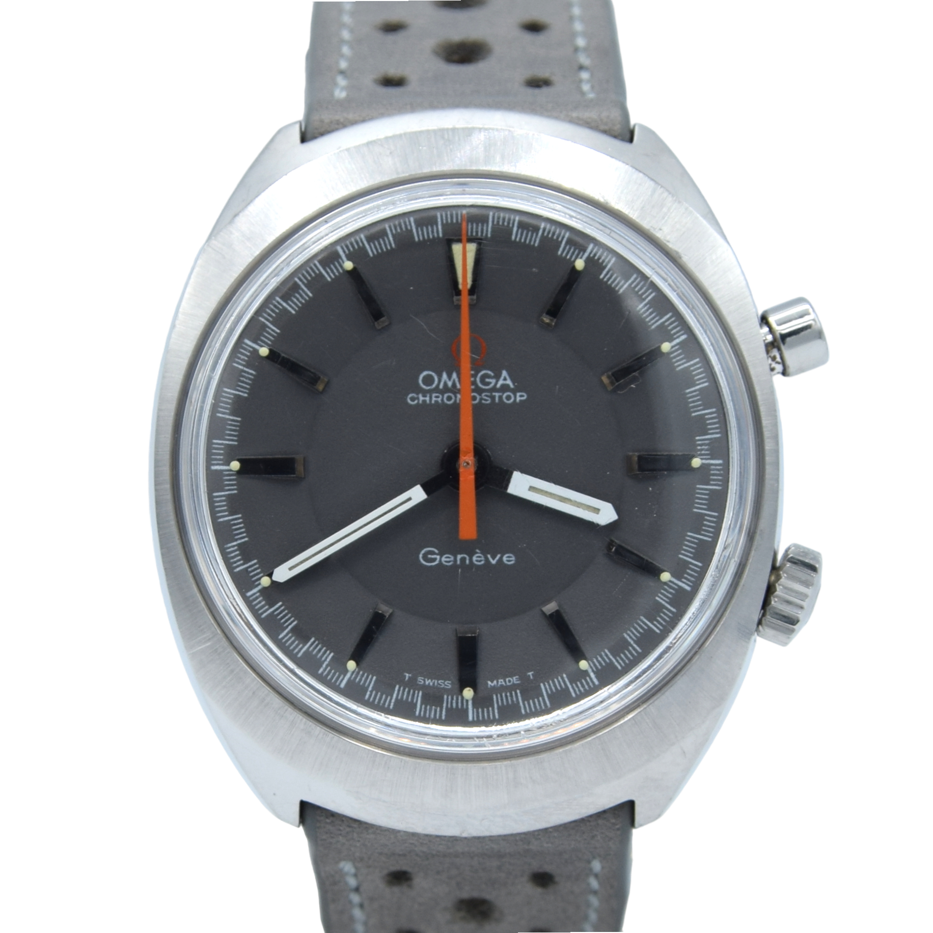 1969 Omega Chronostop Genéve Model 145.009 with Grey Sloped Dial in Stainless Steel