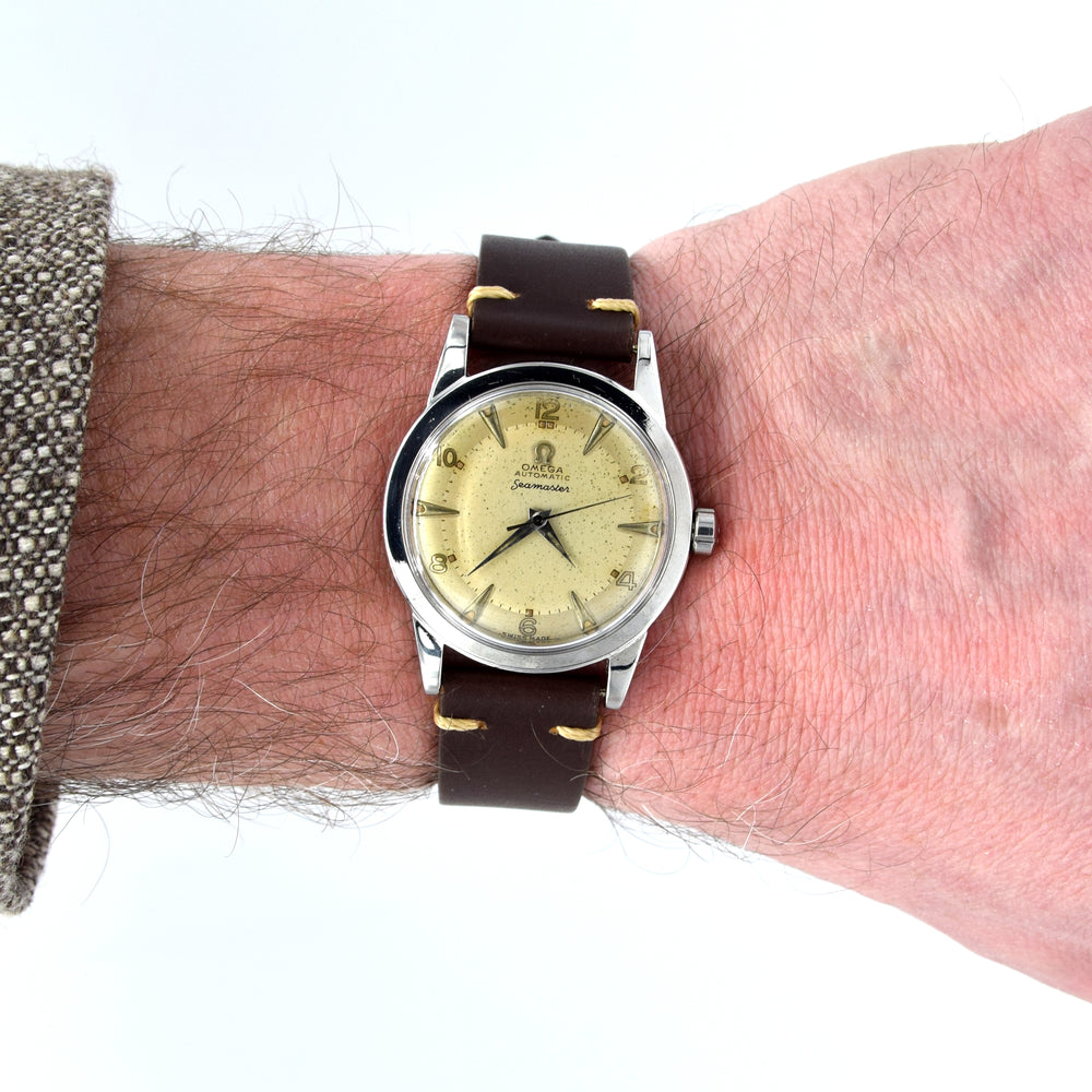 1950 Omega Seamaster Original Condition Automatic Bumper with Arabic Numerals and Arrow Markers in Stainless Steel Model 2577