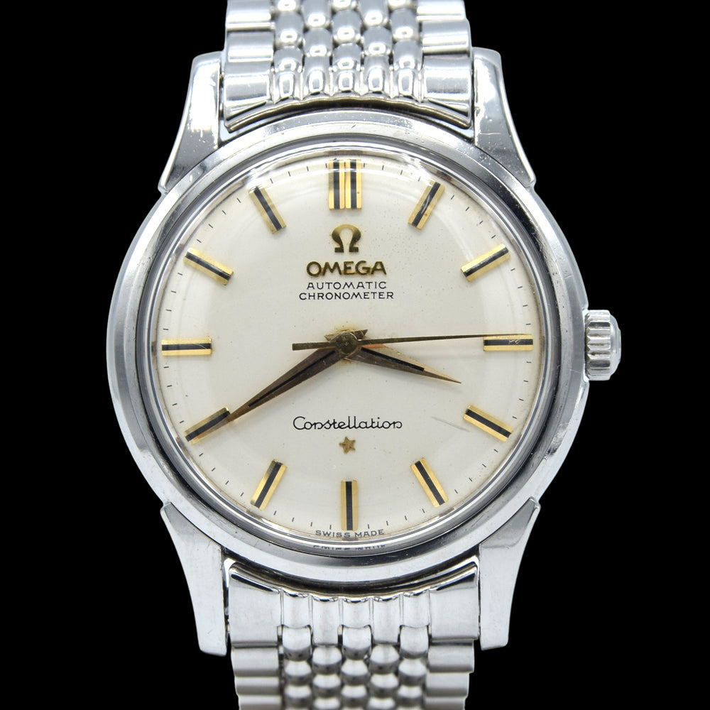 1959 Omega Constellation with original onyx inserted batons Model 14381 on Beads of Rice Bracelet