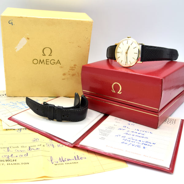 1968 Omega 9ct Gold Wristwatch All Original full box set - original receipt Model 131.5016