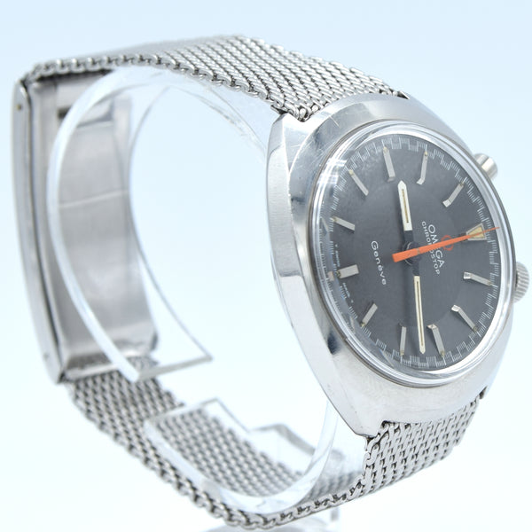 1967 Omega Chronostop Genéve Model 145.010 'Drivers' with Grey Sloped Dial in Stainless Steel on mesh bracelet