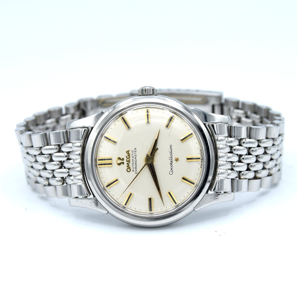 1959 Omega Constellation with original onyx inserted batons Model 14381 on Beads of Rice Bracelet