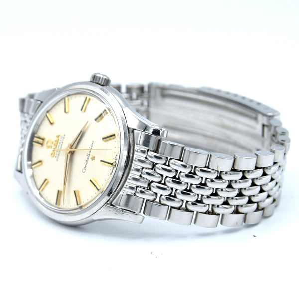 1959 Omega Constellation with original onyx inserted batons Model 14381 on Beads of Rice Bracelet