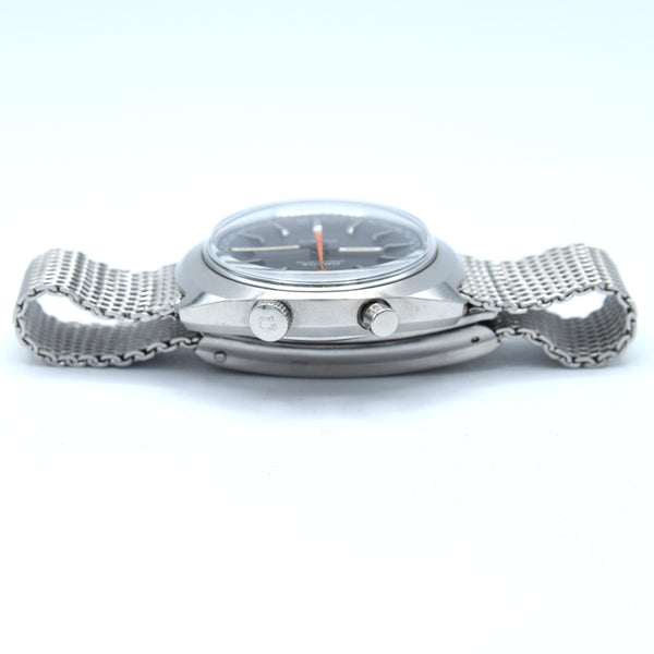 1967 Omega Chronostop Genéve Model 145.010 'Drivers' with Grey Sloped Dial in Stainless Steel on mesh bracelet