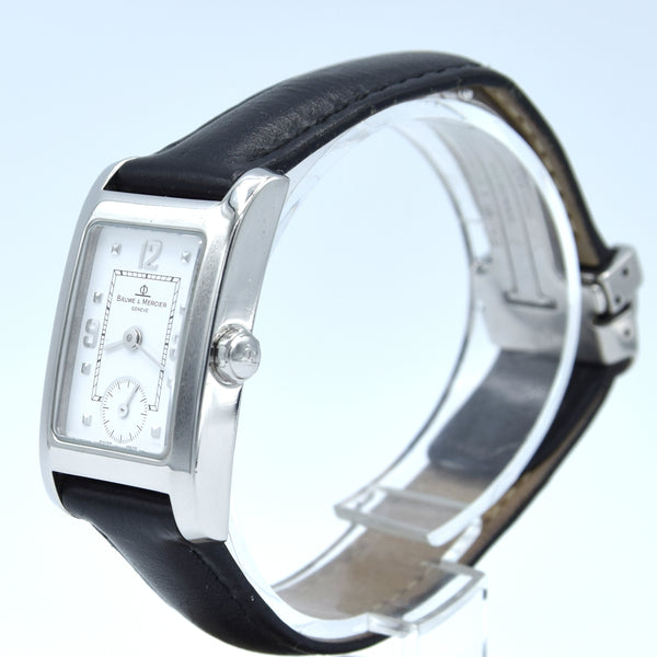 1990s Ladies Baume & Mercier Hampton MV045139 Quartz Wristwatch with White Dial on Deployment