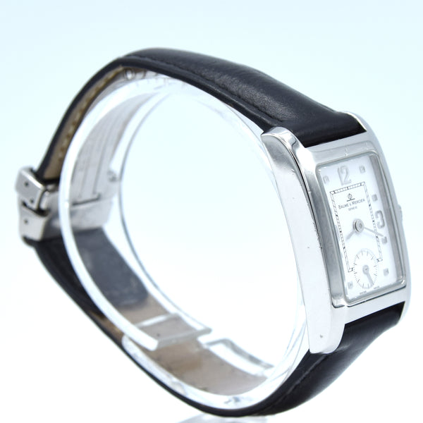 1990s Ladies Baume & Mercier Hampton MV045139 Quartz Wristwatch with White Dial on Deployment