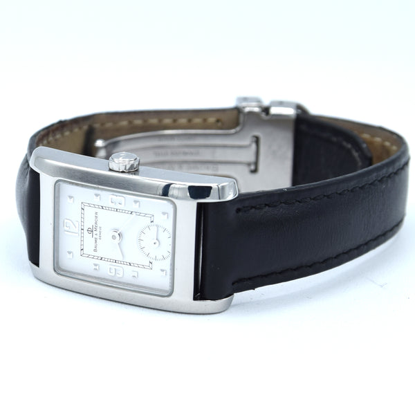 1990s Ladies Baume & Mercier Hampton MV045139 Quartz Wristwatch with White Dial on Deployment