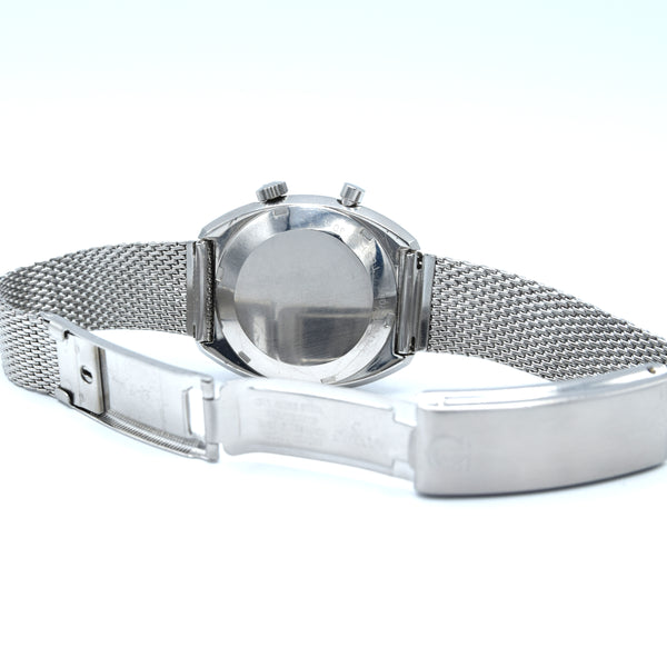 1969 Omega Chronostop Genéve Date Model 146.009 with Grey Sloped Dial in Stainless Steel on mesh bracelet