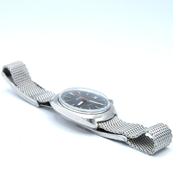 1969 Omega Chronostop Genéve Date Model 146.009 with Grey Sloped Dial in Stainless Steel on mesh bracelet
