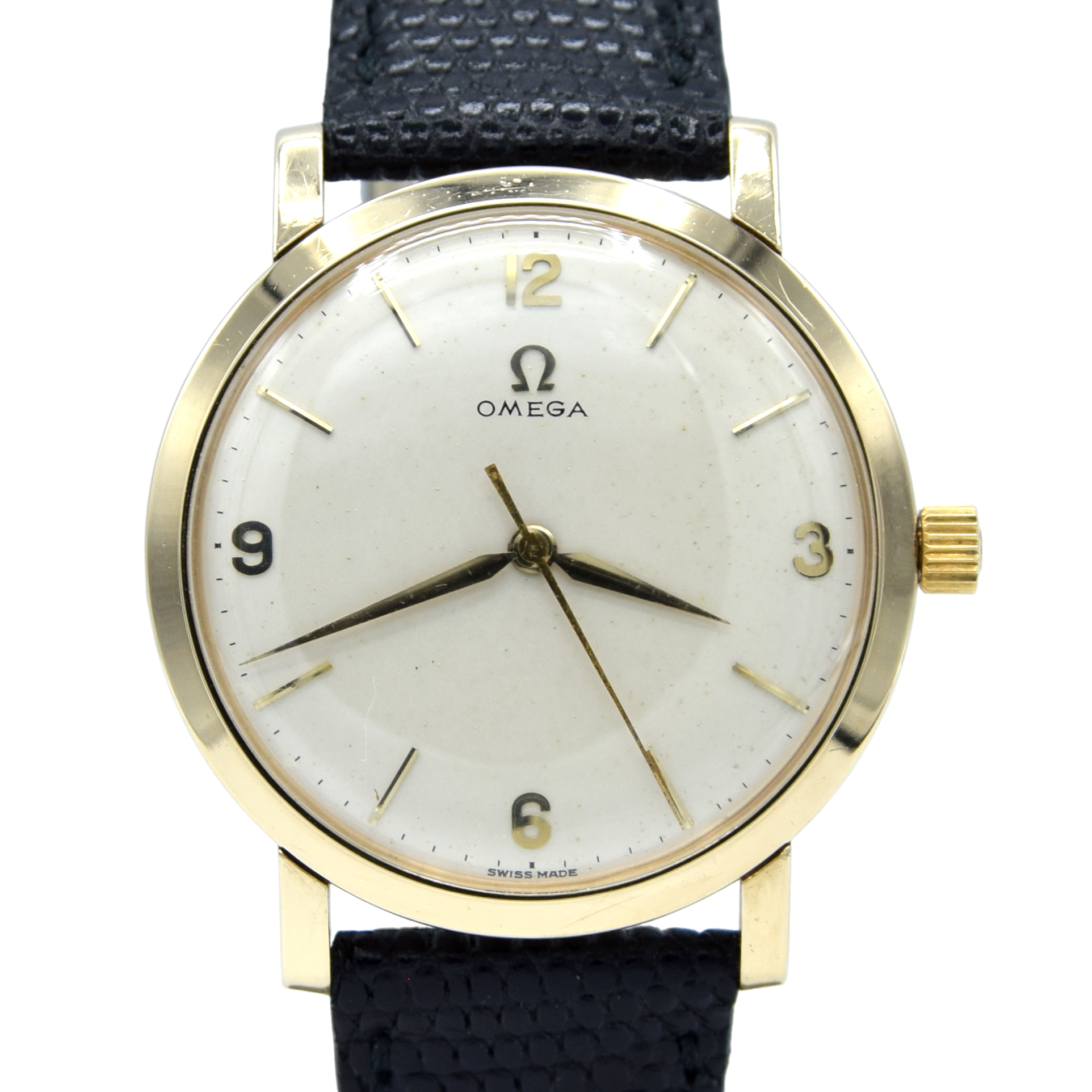 1959 Omega Dress Watch in Solid 9ct Gold English Case Model 14142 all original + Box