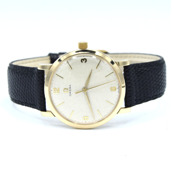 1959 Omega Dress Watch in Solid 9ct Gold English Case Model 14142 all original + Box