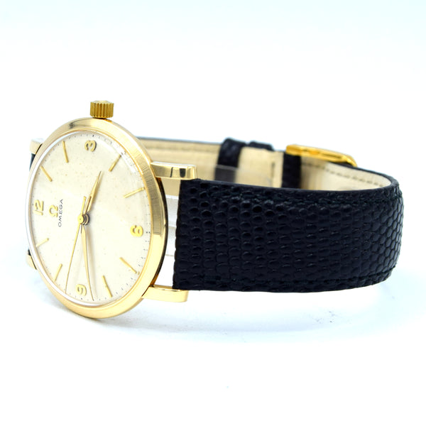 1959 Omega Dress Watch in Solid 9ct Gold English Case Model 14142 all original + Box