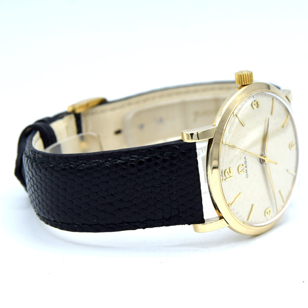 1959 Omega Dress Watch in Solid 9ct Gold English Case Model 14142 all original + Box