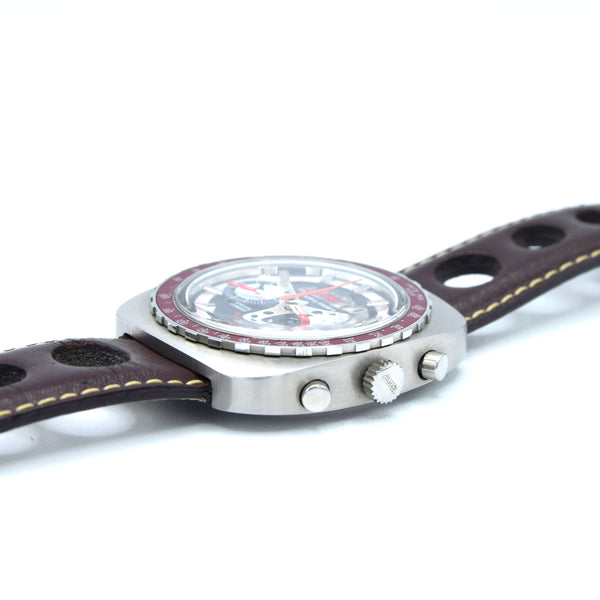1970s Tanis NOS Special F1 Racing Team Chronograph Date with Bakelite Bezel Valjoux Cal 7734