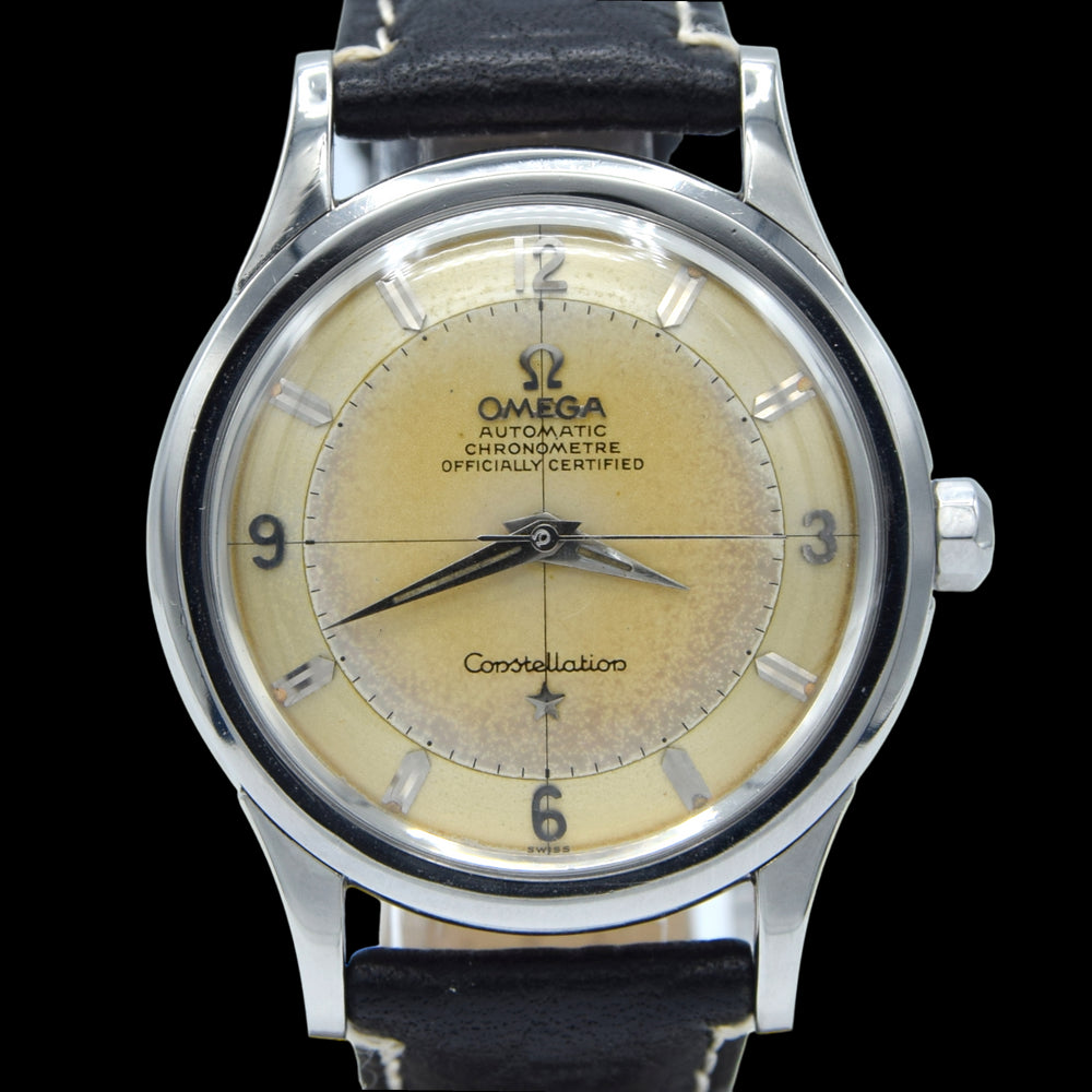 1958 Omega Constellation Chronometer Early Model 2852 with Crosshair Patina Dial in stainless steel